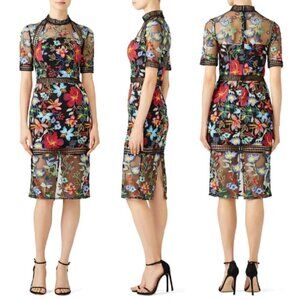 Vone Blushing Embroidered Floral Sheath Dress 17408